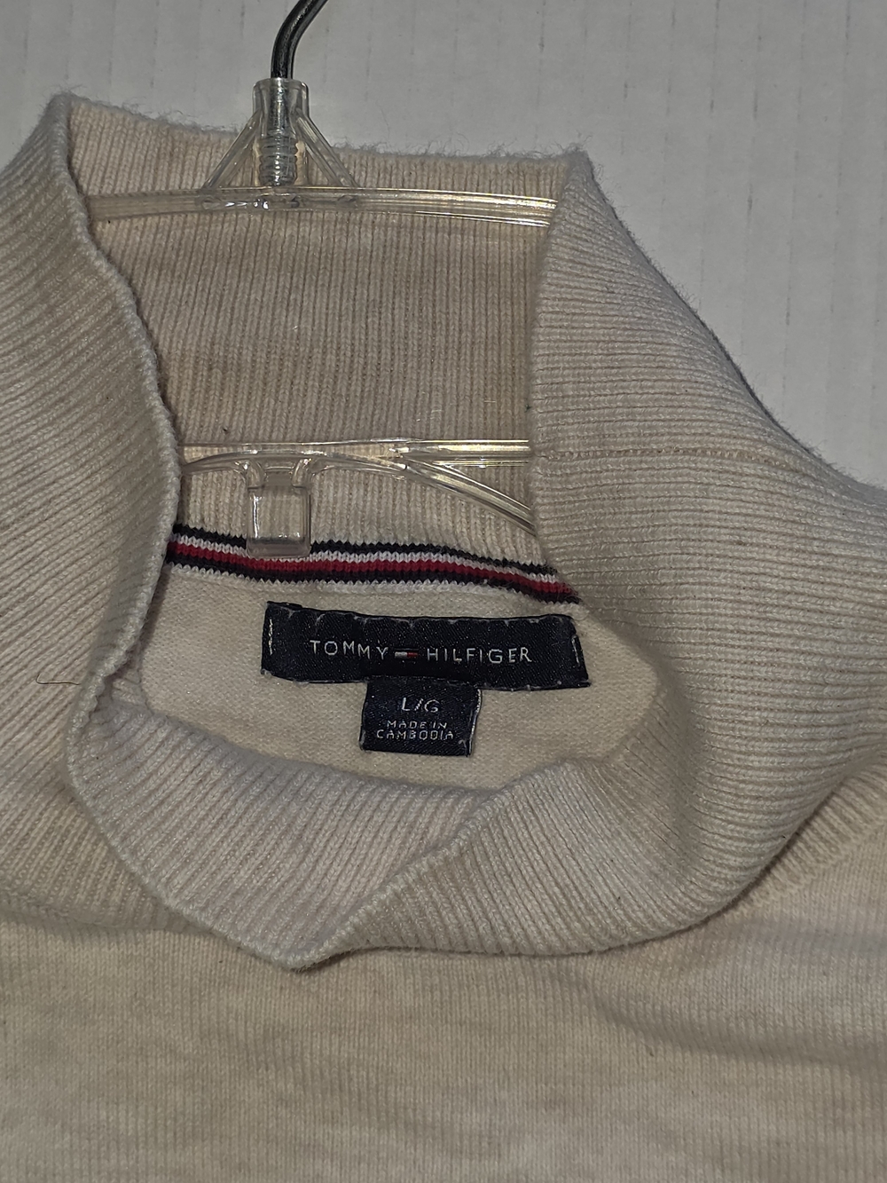 Tommy Hilfiger Men’s Cream Turtleneck Sweater